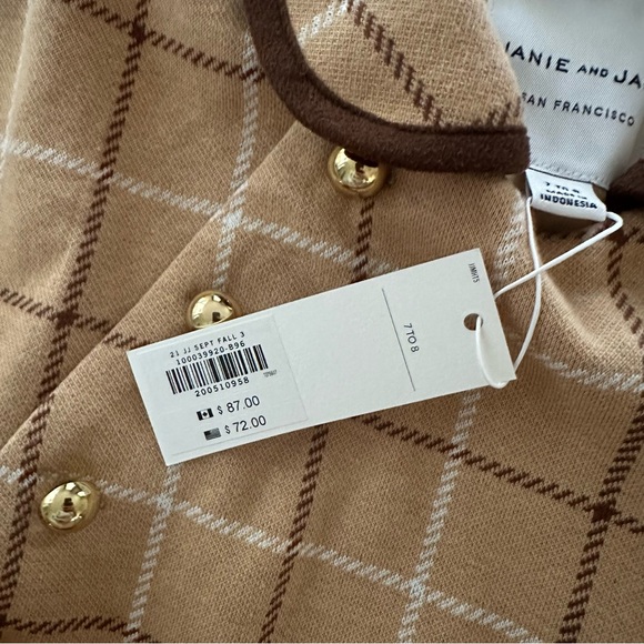 Janie and Jack Girls 7-8 Plaid Tan Cape NWT Fall - Picture 3 of 7